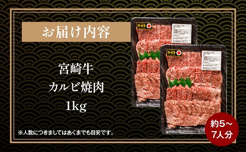 宮崎牛 カルビ焼肉 (500g×2) 合計1kg_M243-010