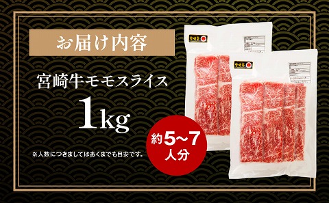 宮崎牛 モモスライス (500g×2) 合計1kg_M243-012