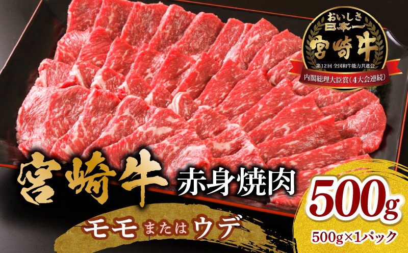 宮崎牛 モモ or ウデ 赤身焼肉500g_M299-003-01