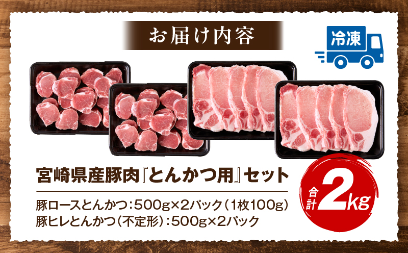 宮崎県産豚肉『とんかつ用』セット(ロース・ヒレ)合計2kg_M365-004