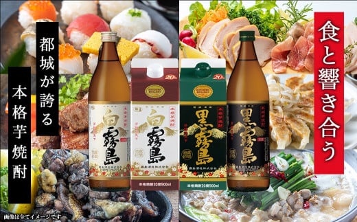 琴歌酒賦 霧島(20度)900ml×4本セット≪みやこんじょ特急便≫_11-2002_(都城市) 本格芋焼酎 白霧島 黒霧島 パック 20度 900ml 5合パック入り焼酎 5合瓶入り焼酎 霧島酒造 お酒  晩酌 宅飲み