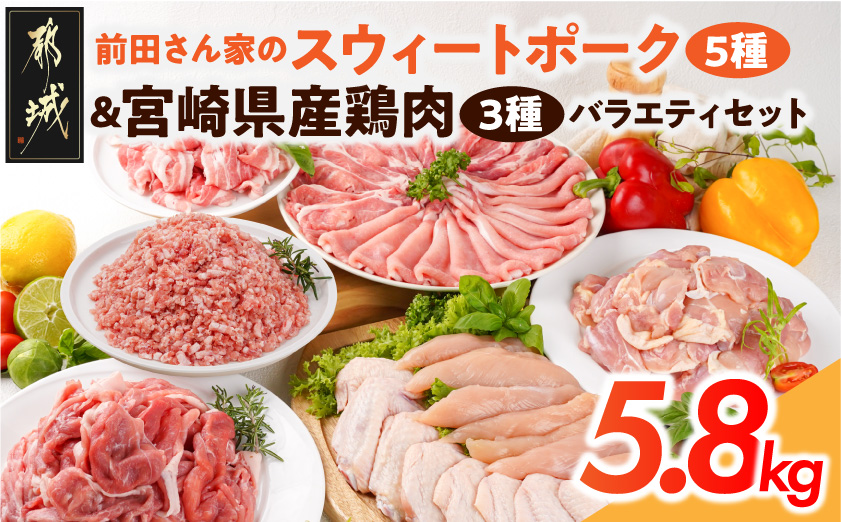 「前田さん家のスウィートポーク」&宮崎県産鶏肉バラエティ5.8kg_22-8904