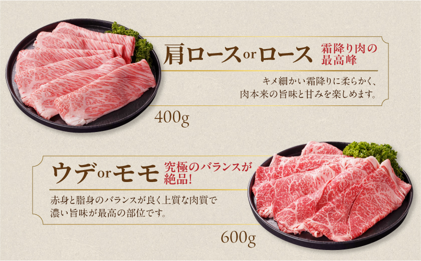 畜産農家応援! 宮崎牛しゃぶしゃぶ2種1kgセット(霜降り400g 赤身600g)_19-N2-003-1kg-S4A6 