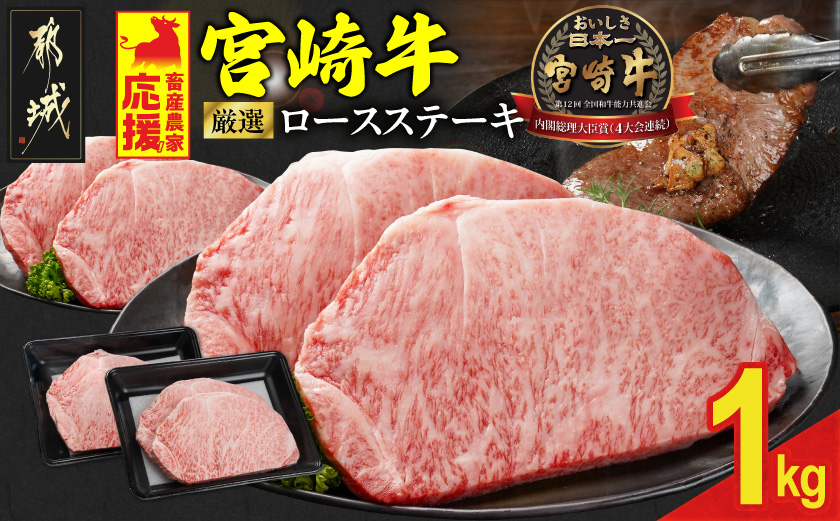 宮崎牛ロースステーキ4枚 計1000g_33-N2-011-1kg