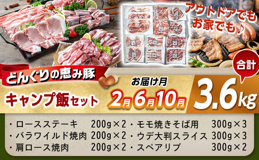「どんぐりの恵み豚」エンジョイ定期便(10ヶ月)_T80(10)-1102_(都城市) スライスセット 焼肉 スペアリブ こま切れ しゃぶしゃぶセット ブランド豚 10ヶ月 毎月お届け 毎日のお料理に 都城市 豚肉 ロース バラ モモ ウデ スライス スペアリブ 切り落とし ステーキ しゃぶしゃぶ