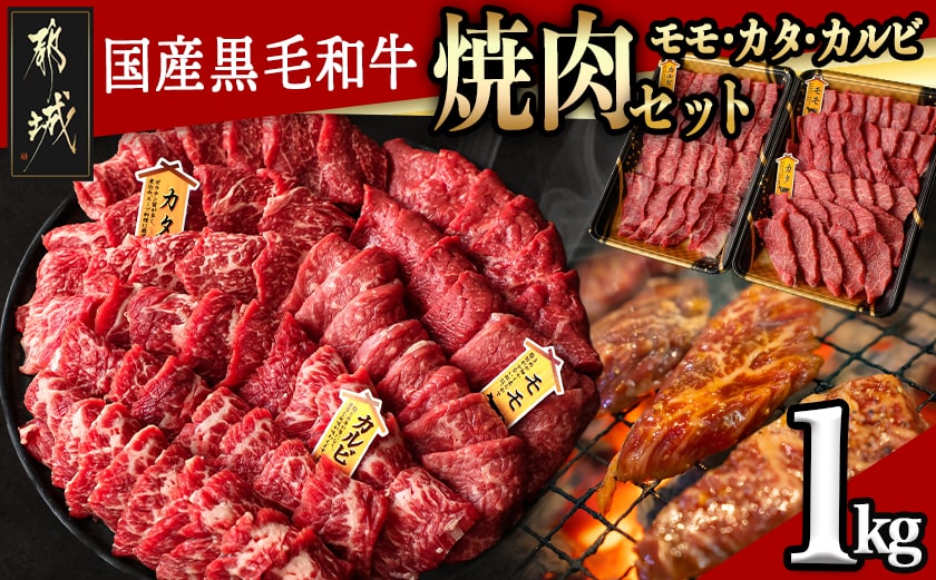 【国産黒毛和牛】モモ・カタ・カルビ焼肉セット 1kg_AC-E903