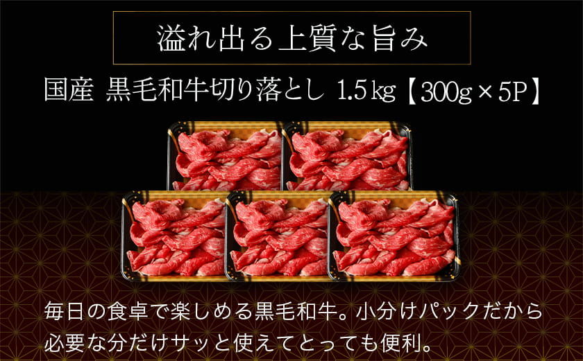 【国産黒毛和牛】切り落とし 1.5kg (300g×5P)_18-E901