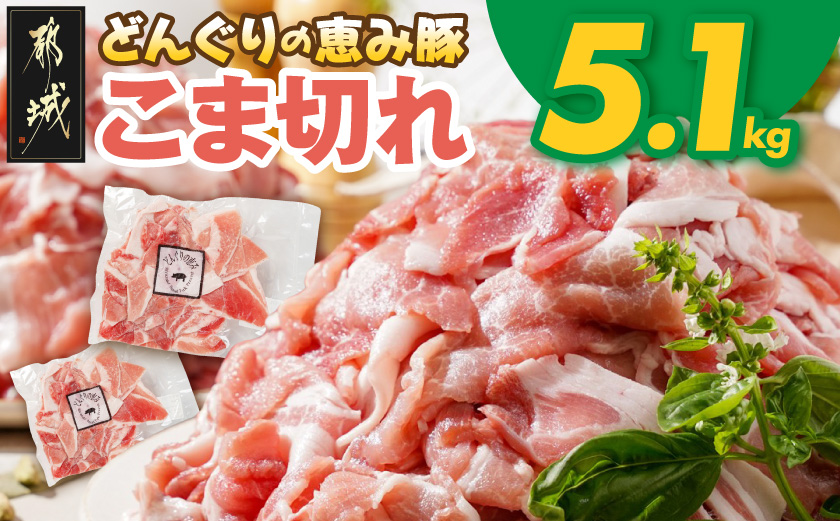 「どんぐりの恵み豚」こま切れ5.1kg_17-1103_(都城市) 都城産豚 どんぐりの恵み こま切れ 300g 17P 合計5.1kg 小分け 真空包装 保存に便利 冷凍