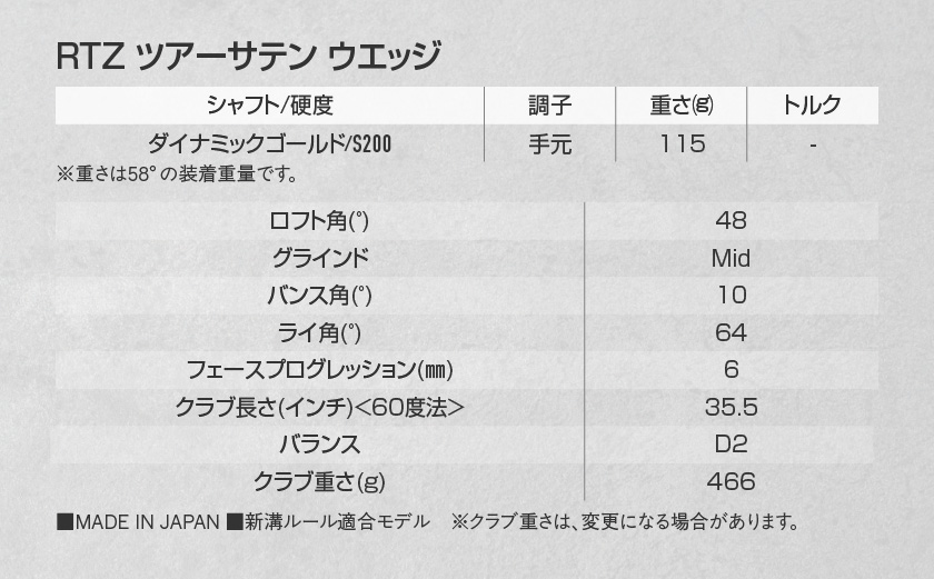 RTZ ツアーサテン ウエッジ【DG/48度/Mid/S200】《2025年モデル》_74-C701-48M