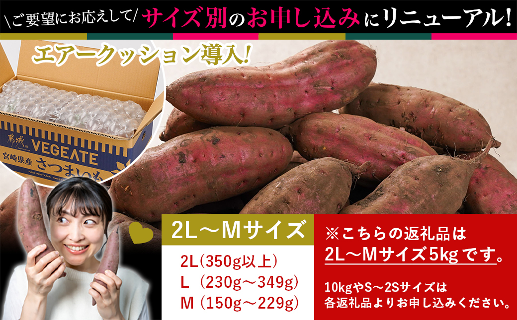 島津甘藷　熟成紅はるか 5kg(2L～M)_LD-A701