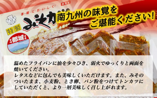 特製みそカツ150g×14枚_B9-001_(都城市) 味付き豚肉 自家製味噌味 特製みそカツ 2,100g(150g×14枚) 焼くだけ簡単調理 パン粉を付けて揚げるとミソかつに 豚カツ 南九州の味 