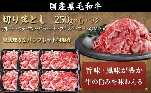 【黒毛和牛】切り落とし1.5kg(250g×6パック)≪みやこんじょ特急便≫_18-I901-Q_(都城市) 10日以内お届け スピード配送 牛肉 国産黒毛和牛 外モモ ウデ マル バラ モモ ブリスケ 切り落とし 250g×6 小分け ブリスケ 