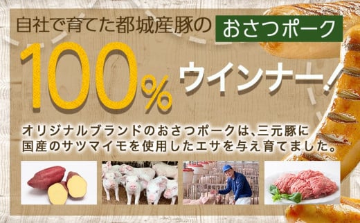 「おさつポーク」無塩せきウィンナー1kgセット_AA-D401_(都城市) ブランドポーク 豚肉 無塩せきウインナー 500g×2袋 計1キロ ポークウインナー 発色剤不使用 朝食 おつまみ お弁当に 豚加工品 お弁当