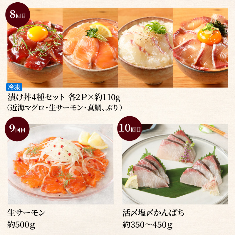 【お楽しみ定期便】延岡産活〆鮮魚の豪華お刺身 12ヶ月定期便 着日指定 鮮魚 豪華柵 国産 刺身 新鮮 ヒラメ 真鯛 カンパチ ブリ 漬け丼 マグロ サーモン メヒカリ はまち 季節 魚 湯引き 旬 鮮魚 海鮮 魚介類 冷蔵 九州 グルメ 送料無料 N019-YYG0191