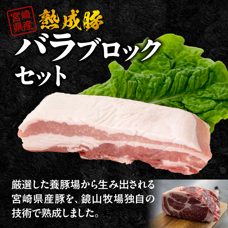 宮崎県産熟成豚 バラブロックセット 約500g×1個 N0105-YA2281