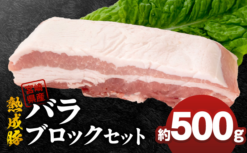 宮崎県産熟成豚 バラブロックセット 約500g×1個 N0105-YA2281
