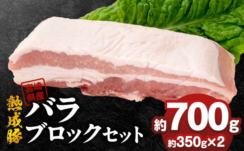 宮崎県産熟成豚 バラブロックセット 約350g×2個 N0105-YA6604