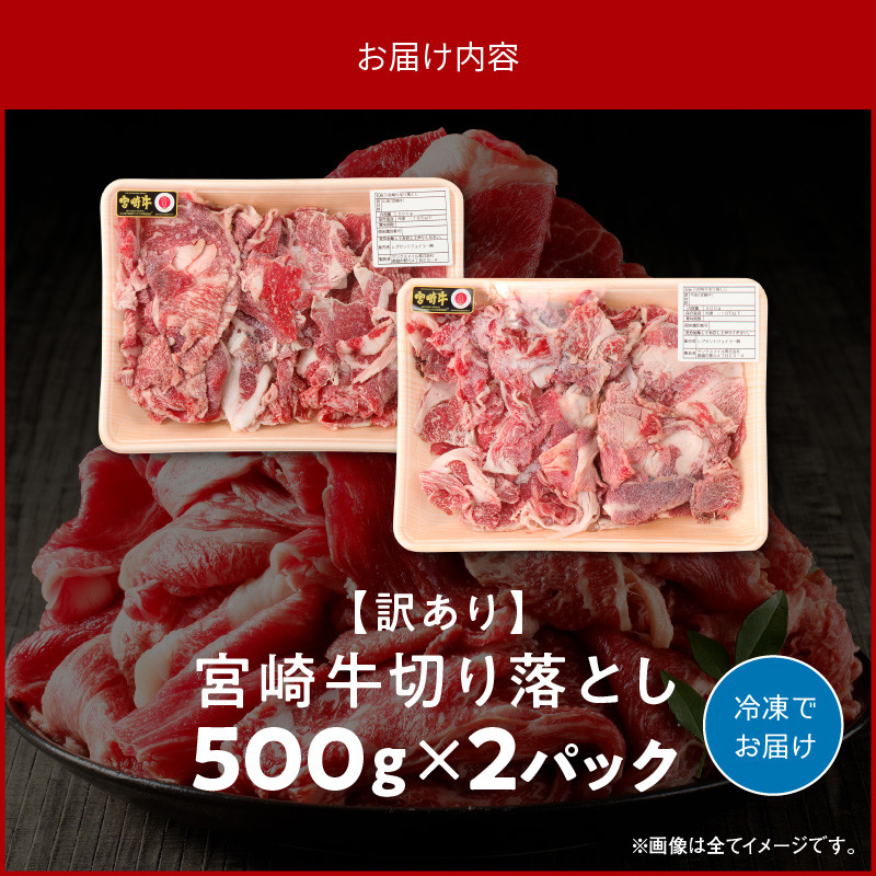 【訳あり】宮崎牛切り落とし1kg　N0140-YA2250