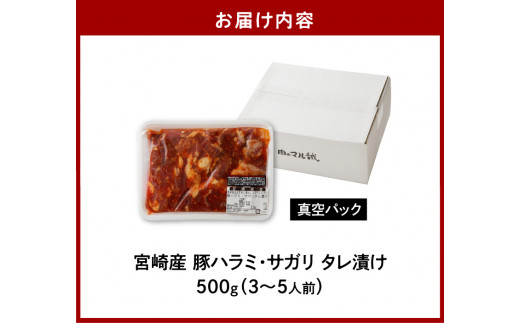 【宮崎産】豚ハラミ・サガリ タレ漬け 500g （3〜5人前）　N061-A069