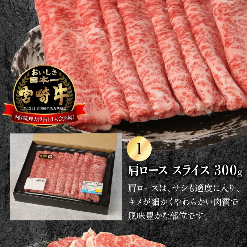 宮崎牛肩ﾛｰｽｽﾗｲｽ300gﾓﾓｽﾗｲｽ400gﾊﾞﾗｽﾗｲｽ400g計1.1kg N0147-YC126