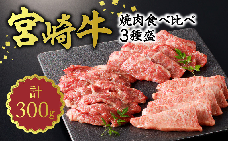 宮崎牛焼肉食べ比べ3種盛合計300gN0140-YA5506