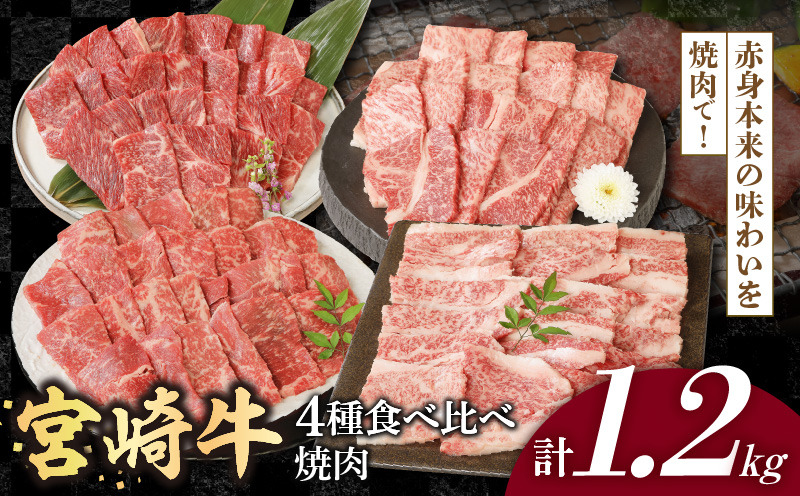 宮崎牛4種食べ比べ焼肉1.2kg N0147-YB817