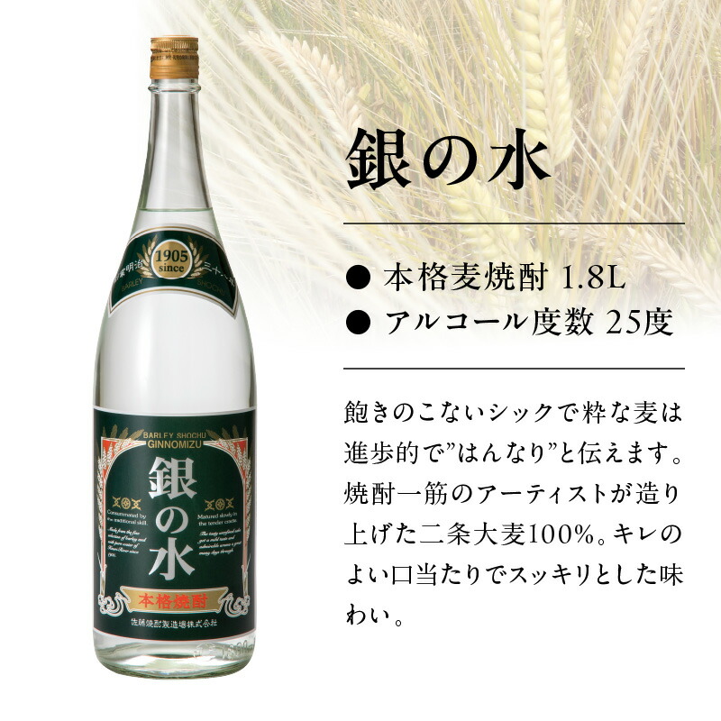 【本格麦焼酎】銀の水・銀の水BLACK 1.8L 6本セット N076-YE100