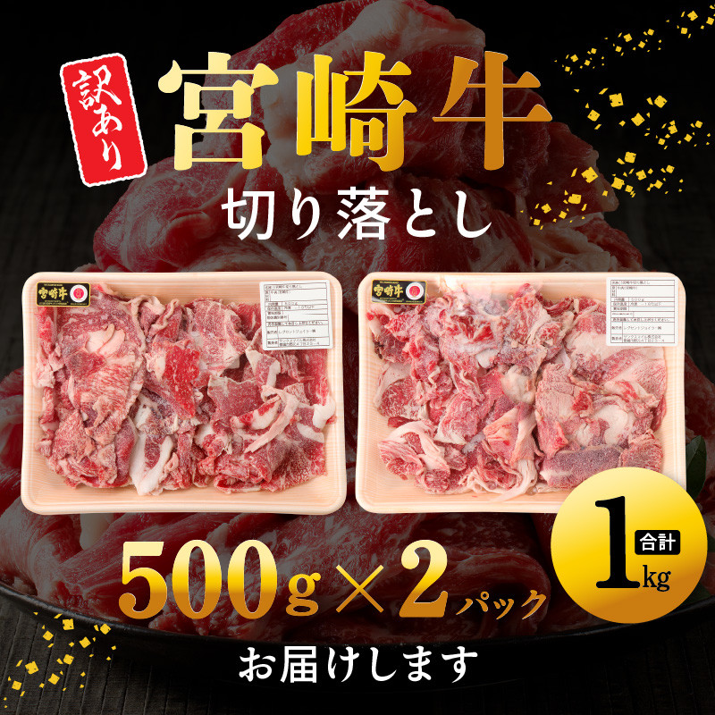 【訳あり】宮崎牛切り落とし1kg　N0140-YA2250