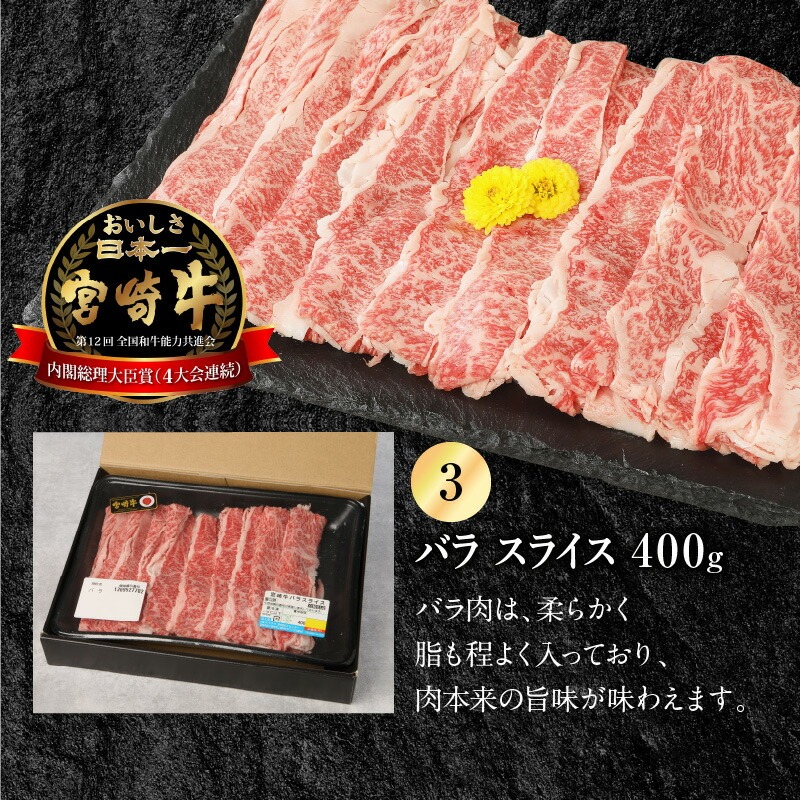 宮崎牛肩ﾛｰｽｽﾗｲｽ300gﾓﾓｽﾗｲｽ400gﾊﾞﾗｽﾗｲｽ400g計1.1kg N0147-YC126