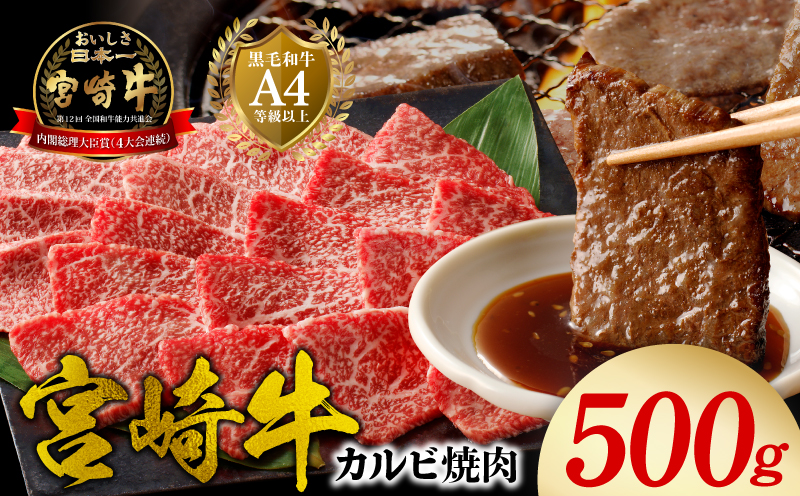 宮崎牛 カルビ焼肉500g N0140-YA5518