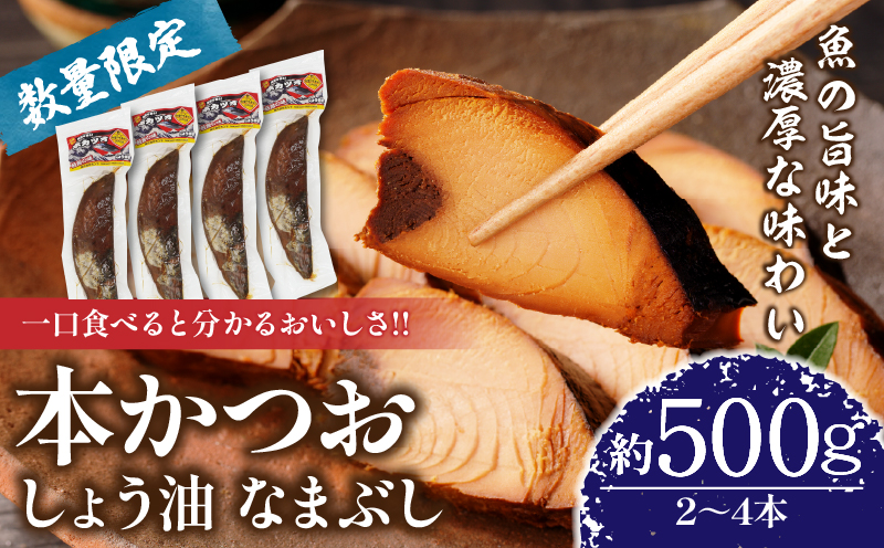 ＼一口食べると分かるおいしさ!!／数量限定 本かつお しょう油 なまぶし 約500g 2〜4本 食品 加工品 国産 真空パック おすすめ 鰹 生ぶし 生節 おかず おつまみ サラダ ギフト プレゼント 贈り物 贈答 お取り寄せ おすそ分け 宮崎県 日南市 送料無料_AA63-24