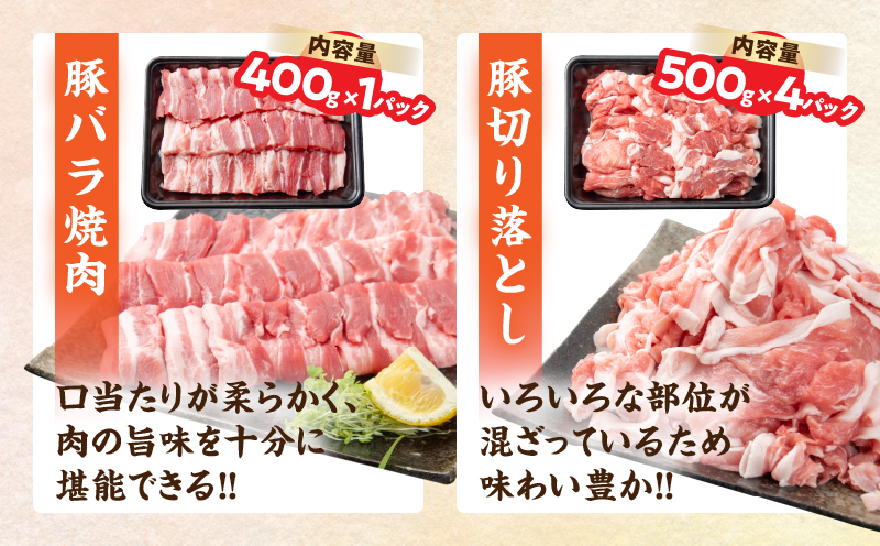 豚肉 鶏肉 食べ比べ セット 合計5kg 国産 食品 しゃぶしゃぶ 焼肉 BBQ とんかつ 切り落とし 豚ロース 豚バラ 鶏モモ からあげ 生姜焼き 小分け バラエティ 人気 おすすめ おすそ分け おかず お弁当 晩ご飯 宮崎県 日南市 送料無料_DC32-25