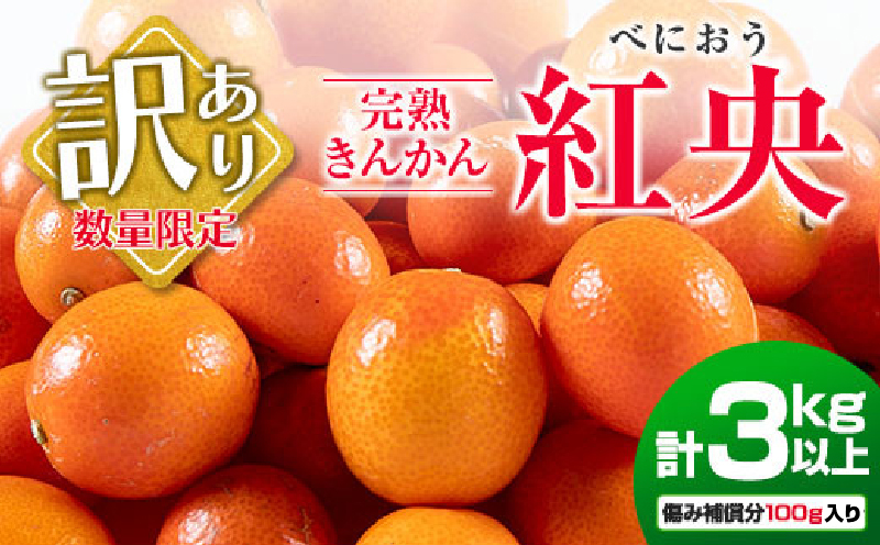訳あり 先行予約 完熟 きんかん 紅央 計3kg以上 傷み補償分入り フルーツ 果物 数量限定 期間限定 訳アリ くだもの 柑橘 金柑 おすすめ おすそ分け 国産 食品 デザート ブランド 希少 ご家庭用 ご自宅用 お取り寄せ 特産品 産地直送 宮崎県 日南市 送料無料_BAV7-25