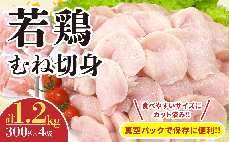 若鶏 むね 切身 計1.2kg 鶏肉 国産 チキン 小分け 美味しい カット済み 便利 おかず お弁当 おつまみ 食品 真空パック ヘルシー から揚げ チキン南蛮 焼肉 サラダ 簡単調理 万能食材 おすすめ ご褒美 記念日 お祝い おすそ分け 冷凍 日南市 宮崎県 送料無料_AA67-24