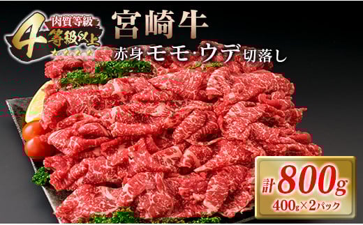 宮崎牛 赤身 モモ ウデ 切落し セット 計800g 牛肉 ビーフ 黒毛和牛 国産 ブランド牛 食品 もも うで 切り落とし 高級 贅沢 ご褒美 お祝い 記念日 人気 おすすめ カレー シチュー ハヤシライス 牛丼 おかず 冷凍 お取り寄せ グルメ 宮崎県 日南市 送料無料_DA46-25