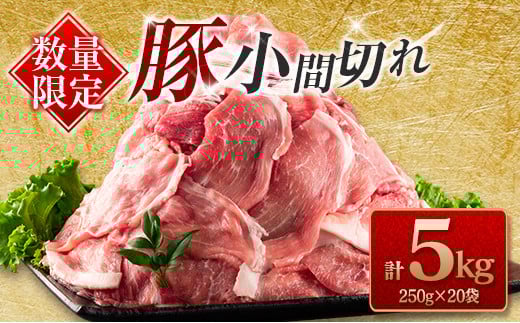 数量限定 豚小間切れ 計5kg 豚肉 ポーク 国産 食品 豚こま こま切れ肉 おすすめ ご褒美 お祝い 記念日 晩ご飯 炒め物 野菜炒め 豚汁 カレー おかず お弁当 おつまみ 万能食材 大容量 小分け 個包装 お取り寄せ グルメ おすそ分け 宮崎県 日南市 送料無料_DA45-25