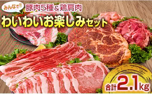 豚肉 5種 鶏肉 肩肉 みんなでわいわい お楽しみ セット 合計2.1kg ポーク チキン 国産 食品 おかず お弁当 おつまみ 加工品 豚バラ スライス 切落し みそ漬け トンテキ 生姜焼き 万能食材 簡単調理 詰め合わせ 焼肉 お取り寄せ 宮崎県 日南市 送料無料_BD107-25