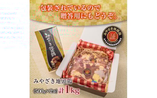 みやざき地頭鶏 計1kg 鶏肉 チキン 地頭鶏 塩味 味付き 国産 おかず 食品 加工品 惣菜 真空パック おつまみ お弁当 唐揚げ 親子丼 ブランド鶏 簡単調理 焼肉 BBQ 鉄板焼き お祝い 記念日 お取り寄せ グルメ おすそ分け 宮崎県 日南市 送料無料_BA71-23