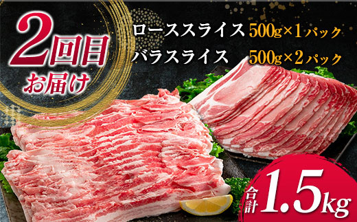 数量限定 3か月 お楽しみ 定期便 宮崎県産 豚肉 しゃぶしゃぶ スライス 焼肉 セット 総重量4.5kg ポーク 国産 食品 豚バラ 豚ロース おかず お弁当 おつまみ ご褒美 お祝い 記念日 BBQ 万能食材 詰め合わせ 食べ比べ お取り寄せ グルメ 冷凍 日南市 送料無料_GE6-23
