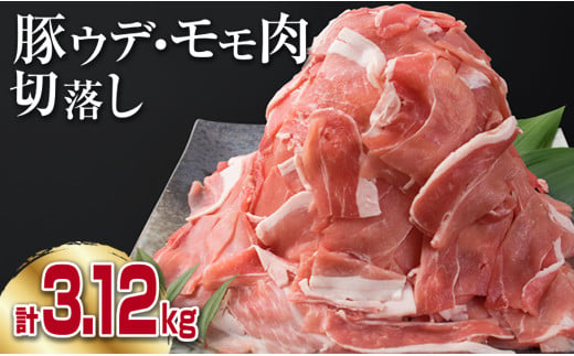 豚肉 豚ウデ 豚モモ 切り落とし セット 計3.12kg 国産 ポーク 食品 おかず 切落し スライス肉 万能食材 大容量 焼肉 生姜焼き カレー 肉じゃが 炒め物 お弁当 おつまみ 晩ご飯 うで もも 人気 冷凍 お土産 おすそ分け お取り寄せ 宮崎県 日南市 送料無料_C144-25