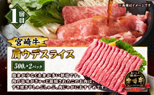 3か月 お楽しみ 牛 豚 厳選 スペシャル 定期便 総重量5.6kg 肉 牛肉 宮崎牛 肩ウデ ロースステーキ 豚肉 6種 盛り合わせ セット 豚ロース 豚バラ 小間切れ すき焼き しゃぶしゃぶ 黒毛和牛 A4 A5 和牛 国産 食品 牛丼 薄切り おすすめ ミヤチク 宮崎県産 日南市 送料無料_HE8-25