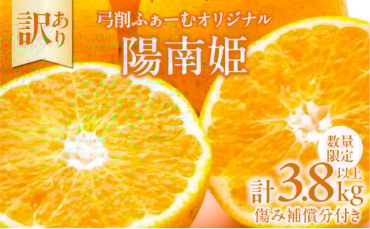 先行予約 訳あり オリジナル ブランド 陽南姫 計3.8kg以上 傷み補償分入り 令和8年発送 期間限定 数量限定 フルーツ 果物 くだもの 柑橘 みかん 訳アリ 家庭用 不揃い 傷 規格外 国産 食品 デザート ジュース おやつ 希少 おすすめ 宮崎県 日南市 送料無料_AAV4-25
