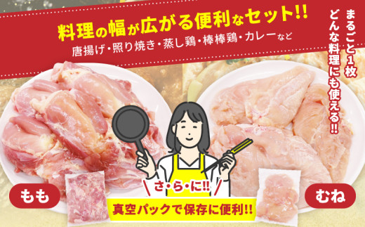 宮崎県産 若鶏 もも むね セット 合計8kg 肉 鶏肉 とり 鳥 国産 真空パック おすすめ 詰め合わせ おかず お弁当 唐揚げ 照り焼き 蒸し鶏 チキンサラダ 棒棒鶏 ギフト 贈り物 贈答 お祝い 記念日 パーティー 日南市 送料無料_FH9-26