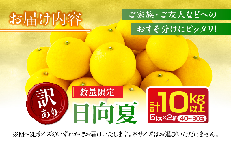 先行予約 訳あり 日向夏 計10kg以上 期間限定 数量限定 果物 フルーツ くだもの 柑橘 みかん 令和8年発送 ジュース フルーツサンド おやつ デザート 国産 食品 おすすめ バラ詰め おすそ分け ご家庭用 手土産 宮崎県 日南市 送料無料_D114-25