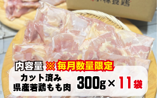 【2025年1月発送・数量限定】宮崎県産 若鶏 もも肉 カット 3.3kg（国産 鶏肉 若鶏 モモ カット済み 小分け 唐揚げ チキン南蛮 大容量 冷凍）