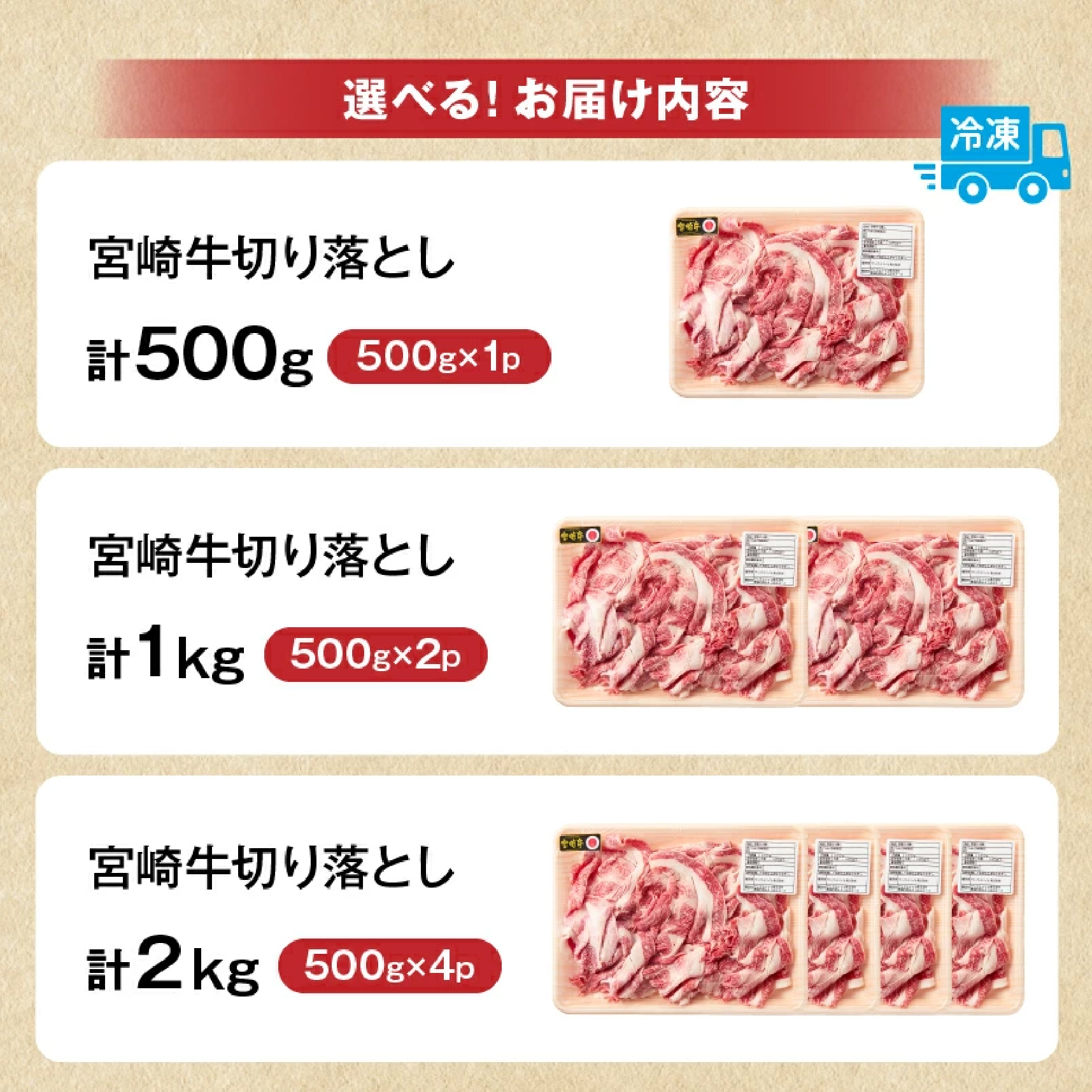 【訳あり】A4等級以上 宮崎牛切り落とし 500g×4P 計2kg（内閣総理大臣賞 A4 A5 宮崎牛 牛肉 黒毛和牛 赤身 切り落とし 小間切れ 宮崎県）