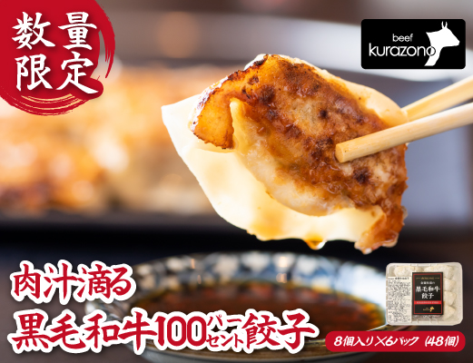 【数量限定】黒毛和牛100％餃子 計48個（8個×6P 黒毛和牛 餃子 ギョーザ 中華 限定 冷凍）