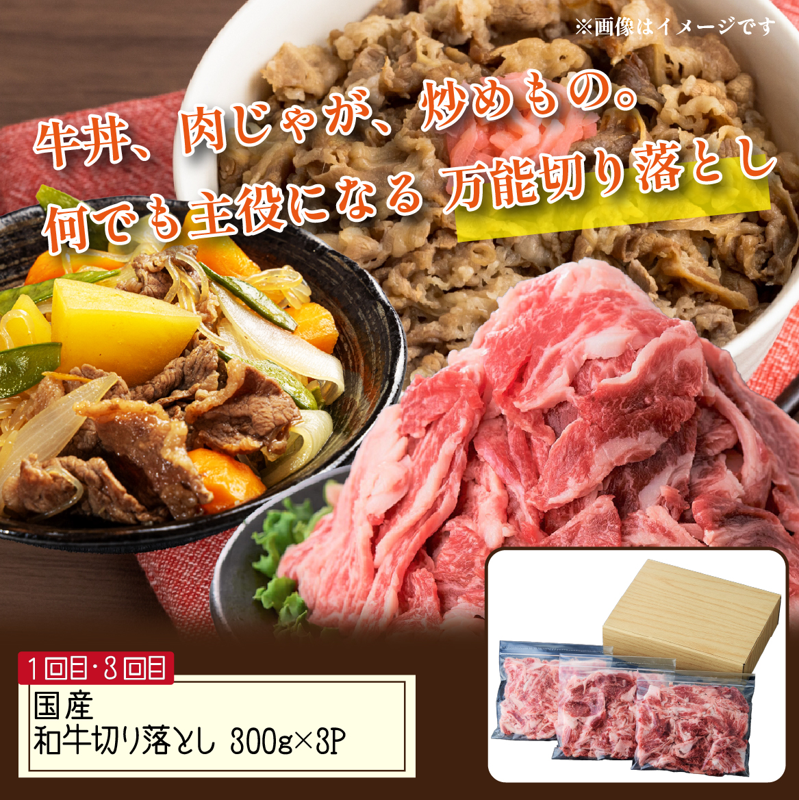 【定期便 全3回】牛肉満喫定期便（牛肉 黒毛和牛 ステーキ 切り落とし サーロイン 定期便 小分け）