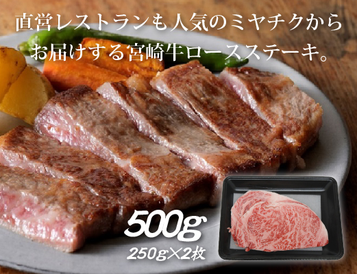 【生産者応援】宮崎牛ロースステーキ500g（250g×2枚 宮崎牛 和牛 国産 牛肉 霜降り ステーキ ロース 冷凍 送料無料）