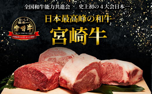 【10/1～寄附額改定】【数量限定】A4等級以上 宮崎牛赤身ステーキ 150g×4枚 ステーキソース付き（黒毛和牛 ブランド牛 牛肉 お肉 赤身 ステーキ 内閣総理大臣賞4大会連続受賞）